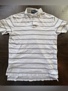 Polo Ralph Lauren Men’s M Striped Polo Shirt Gray White Classic Fit